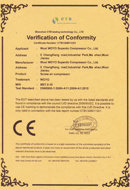 Сертификат CE для продукции серии LVD